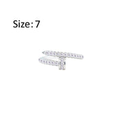 عصفور كريستال خاتم فضة عيار 925 علي شكل مسمار منحني مرصع بالزركون RM0134-7